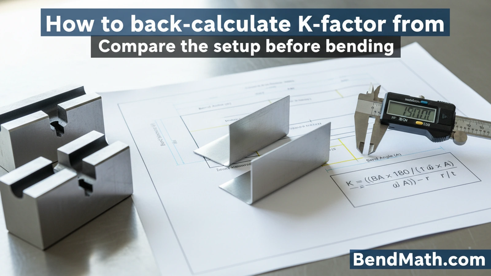How to back-calculate K-factor from a test bend | BendMath How to back-calculate K-factor from a test bend fabrication guide with press brake bending visual